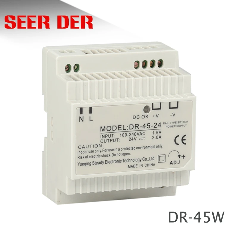 SMPS PSU 45w ac dc switching power supply 15 volt 3 amp industrial din rail 15v led light driver DR-45-15 | Обустройство дома