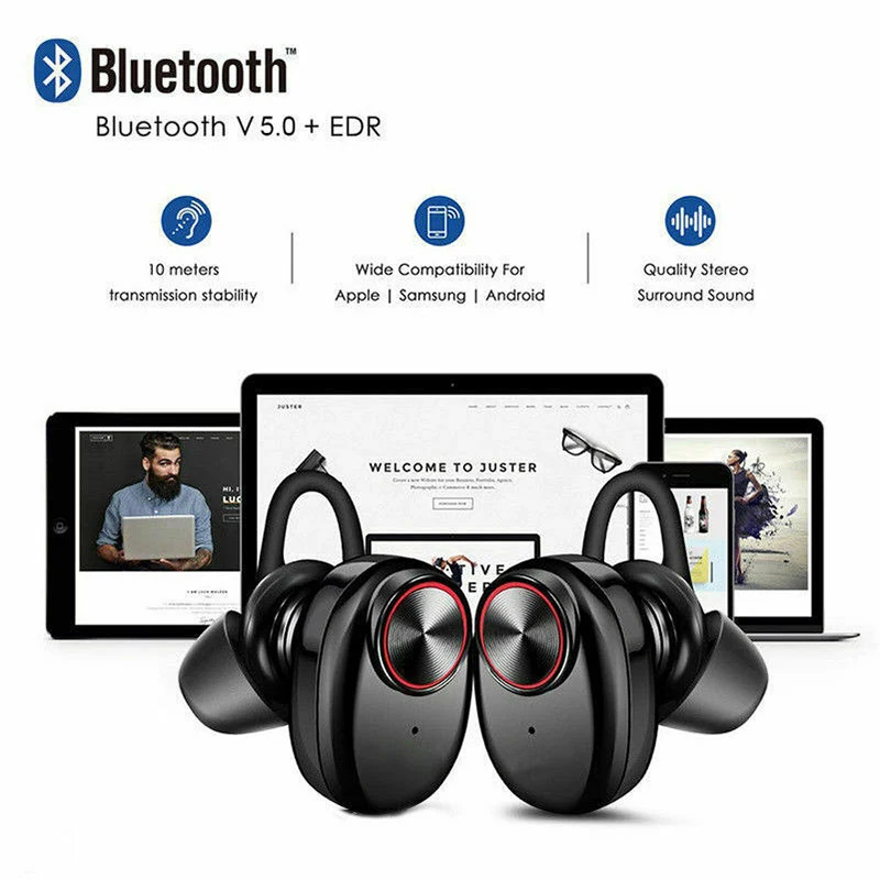 Bluetooth 5,0 наушники HD стерео беспроводные наушники глубокий бас Водонепроницаемая гарнитура с шумоподавлением спортивные с двойным микрофоном наушники
