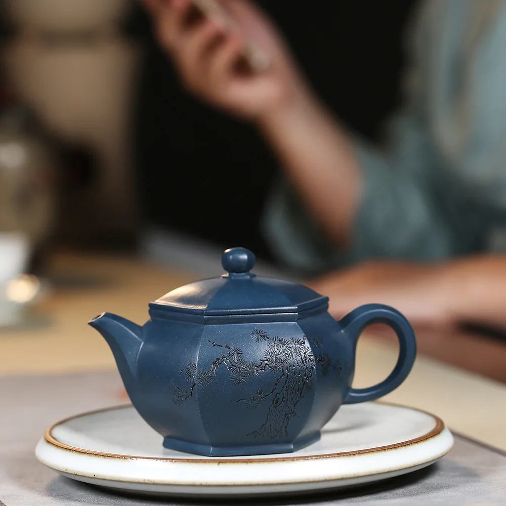 

Yixing Clay Teapot Masters Entirely Handmade Raw Ore Days Blue Mash Six-Party Lanterns Pot Jiang Yaping Tea Pot Wholesale 300cc