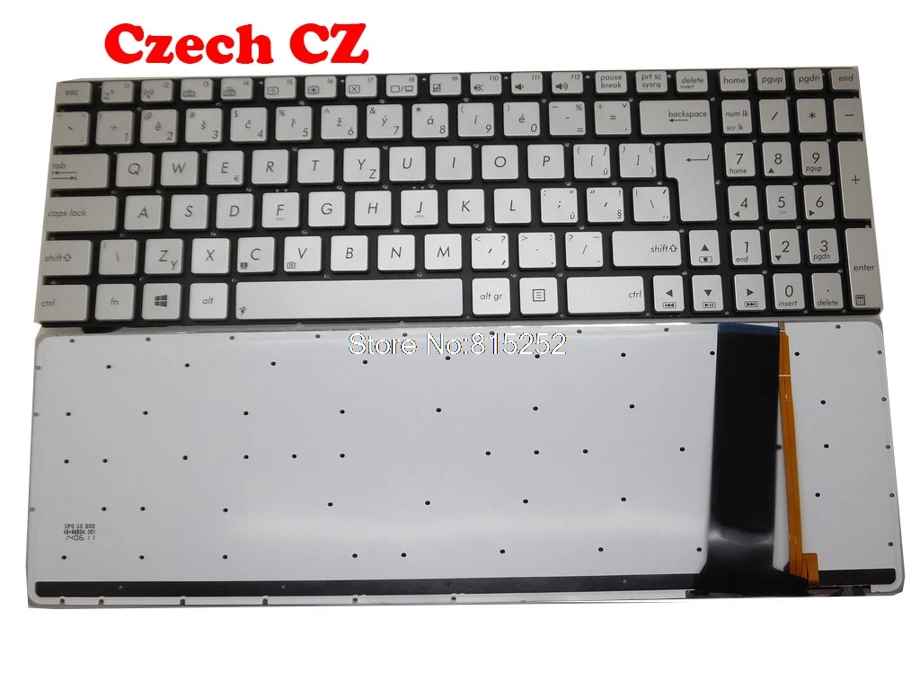 Клавиатура для ноутбука ASUS N550 N550JA N550JK N550JV N550JX N550LF Серебристая с подсветкой