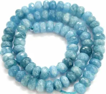 

5x8mm Faceted Natural Aquamarine Gem stones Loose Beads 15" AAA