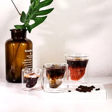 Простой Прозрачный двусторонний стеклянный персональный коктейльный стеклянный креативный чашка со скелетом, креативная чашка небьющаяся