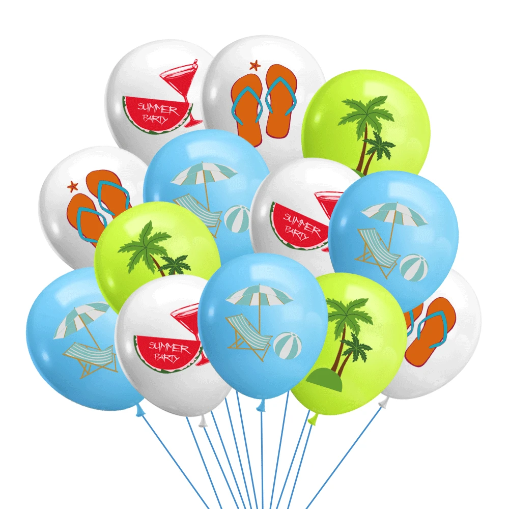 de playas hawaianas, chanclas de sandía, globos de árbol de Coco para decoración de fiesta de cumpleaños de boda, Luau Tropical, 16 piezas| Globos y accesorios| - AliExpress