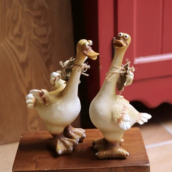 

2Pcs Garden Adornment Resin Crafts Resin Desktop Ornament Duck Decoration for Home Garden