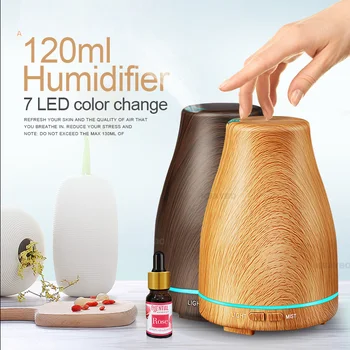 

120ml Light WoodUltrasonic Air Humidifier Essential Oil Diffuser Aroma Lamp Aromatherapy Electric Aroma Diffuser Mist Maker for