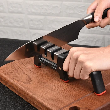 

2 Stages Professional Knife Sharpener Quick Sharpener Collapsible Knife Grinder Non-Slip Silicone Rubber Food Processor
