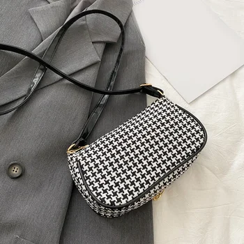 

Casual Plaid Shoulder Bags For Women Ladies Chain Messenger Handbags Totes Luxury Designer Square Bag Crossbody Pouch 2020 Trend