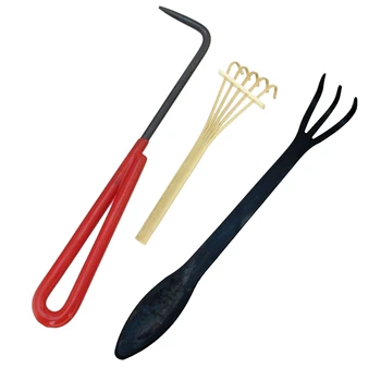 

3Pcs Bonsai Tool Set Root Pick, Root Rake, and Mini Rake with Bag
