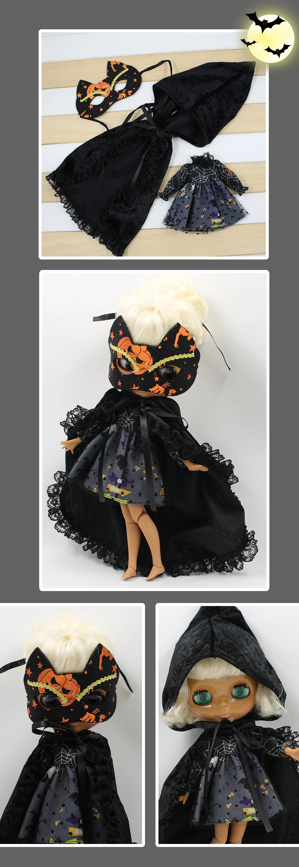 Neo Blythe Doll Halloween Cosplay Dress With Vampire Hat 2
