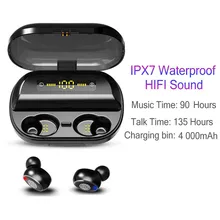 TWS Bluetooth 5,0 беспроводная гарнитура IPX7 водонепроницаемые 3D стерео портативные наушники-вкладыши с 2400mAhLED power display зарядная коробка