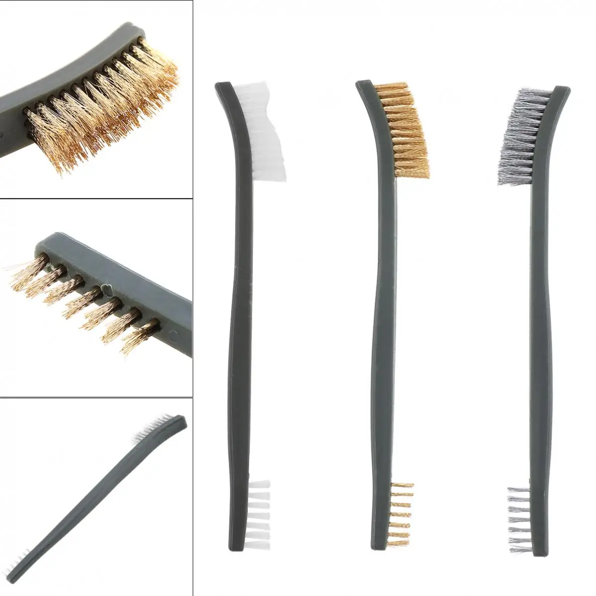 

3pcs/set 7 Inch Brush Set Multifunction Practical Steel Nylon Brass Brush for Home Garden Cleaning Slag Paint Rust Dirt