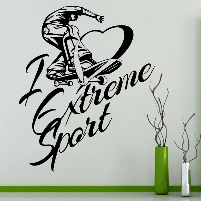US $8.50 Roller Skating Skate Sticker Skateboard Sports Decal Kids Room Posters Vinyl Pegatina Decor Mural W