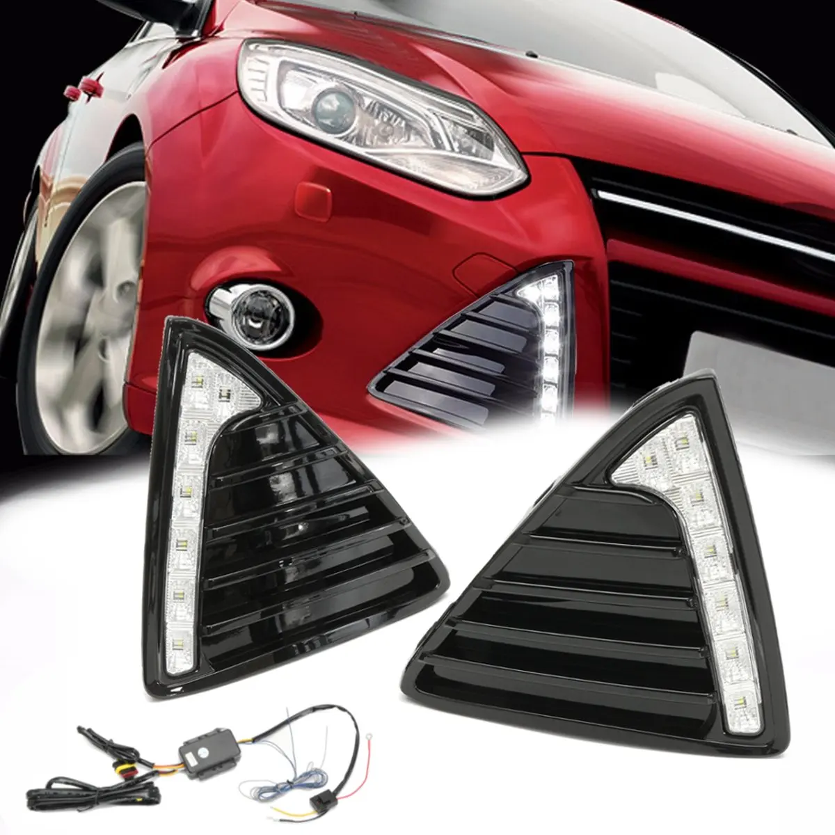 Новый автомобильный светильник пара ДХО для Ford Focus 3 2012 2013 2015 дневные ходовые огни