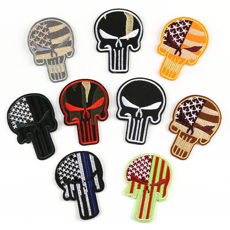 Personality Flower-shaped Skull Clothes Patch Clothing Shoes And Hats Accessories Iron On Patches Punk Gum Embroidery | Дом и сад