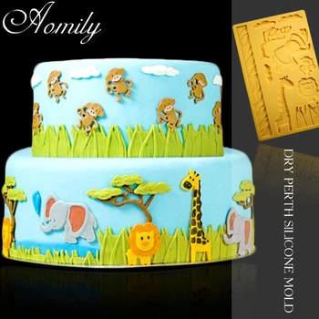 

Aomily Elephant Giraffe Monkey Lion Silicone Cake Molds Chocolate Mousse Jelly Candy Animal Bakeware Mold DIY Pastry Baking Tool