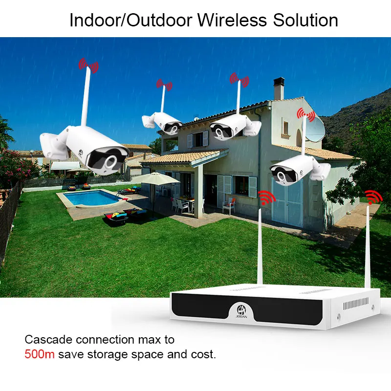 8CH NVR Wireless CCTV System Recorder 1T 2T 3MP IR-CUT Outdoor IP Camera Set Security System Audio Video Surveillance Kit H.265