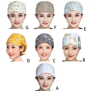 

Doctor Nurse Surgical Scrub Cap Cartoon Print Dental Cotton Bouffant Turban Hat