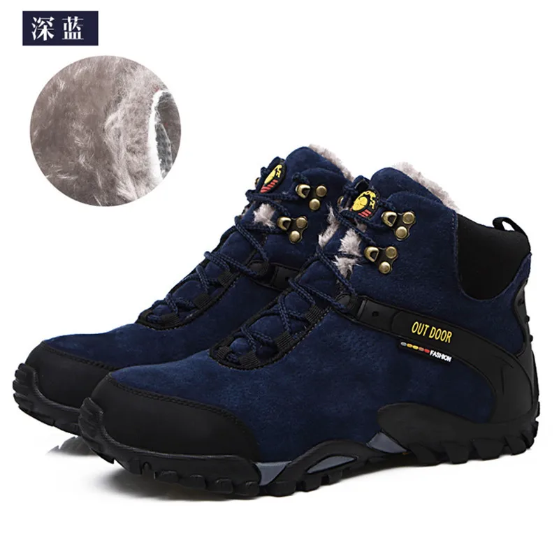 Новые парные ботинки унисекс Мужские ботинки Модные Качественные зимние плюшевые ботильоны для мужчин; теплые ботинки Рабочая обувь; SA-8 - Цвет: blue Plush