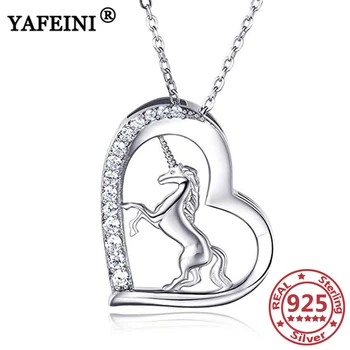 شراءYAFEINI 925 Sterling Silver Horse Heart Pendants Necklaces Cubic Zircon Women's Jewelry Chains Valentine's Day Gifts Mom's Gifts