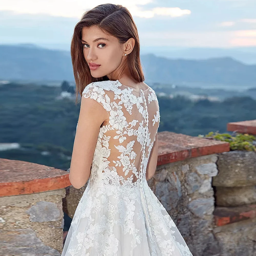 Vestido de Novia/Роскошное Свадебное платье из тюля цвета слоновой кости, а-силуэт, винтажное платье принцессы с рукавами-крылышками, vestidos de Casamento
