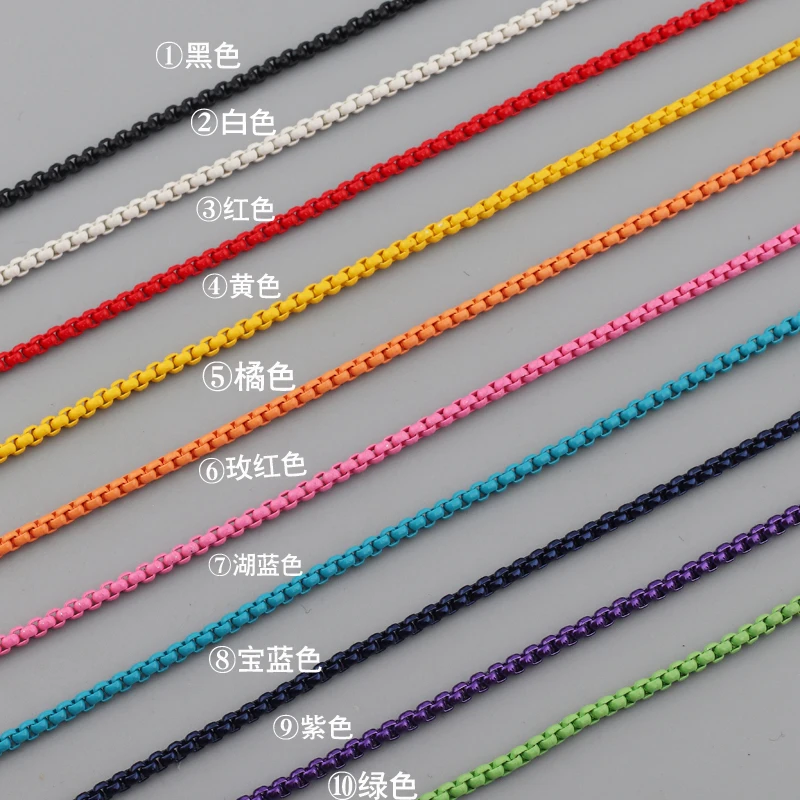 2021 Hot Statement Copper Enamel Boho Rainbow Color Box Chain Choker Necklace For Women Girl Collier femme Summer Bijoux
