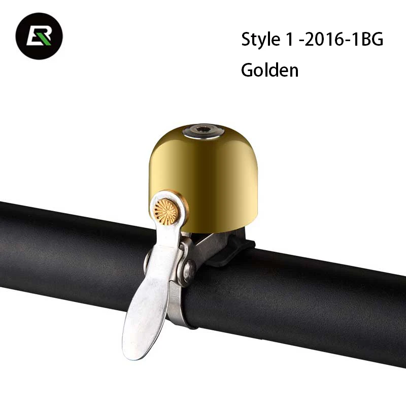 Style 1 Golden ROCKBROS 4 Style Classical Bicycle Handlebar Bell Cycling Safety Metal Ring Loud Sound MTB Road Bike Ring Horn Handlebar Bells - Color: Style 1 Golden