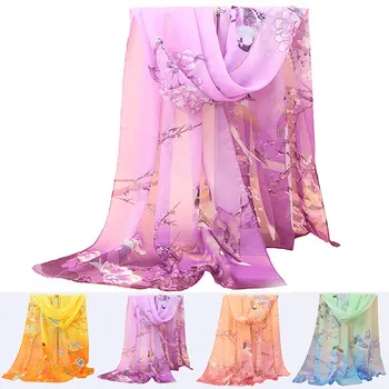

Print Women Scarf Fashion Long Scarves Summer Chiffon Scarves Bibs Silk Scarf Ladies Colorful Scarf Female High Quality