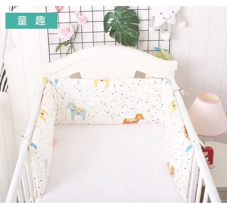 Слоновая кость Хлопок Детская кровать бампер коврик Babyy номер Декор 180 см детская кровать бамперы для детской кроватки набор Nusury защита подушки для ребенка - Цвет: Слоновая кость