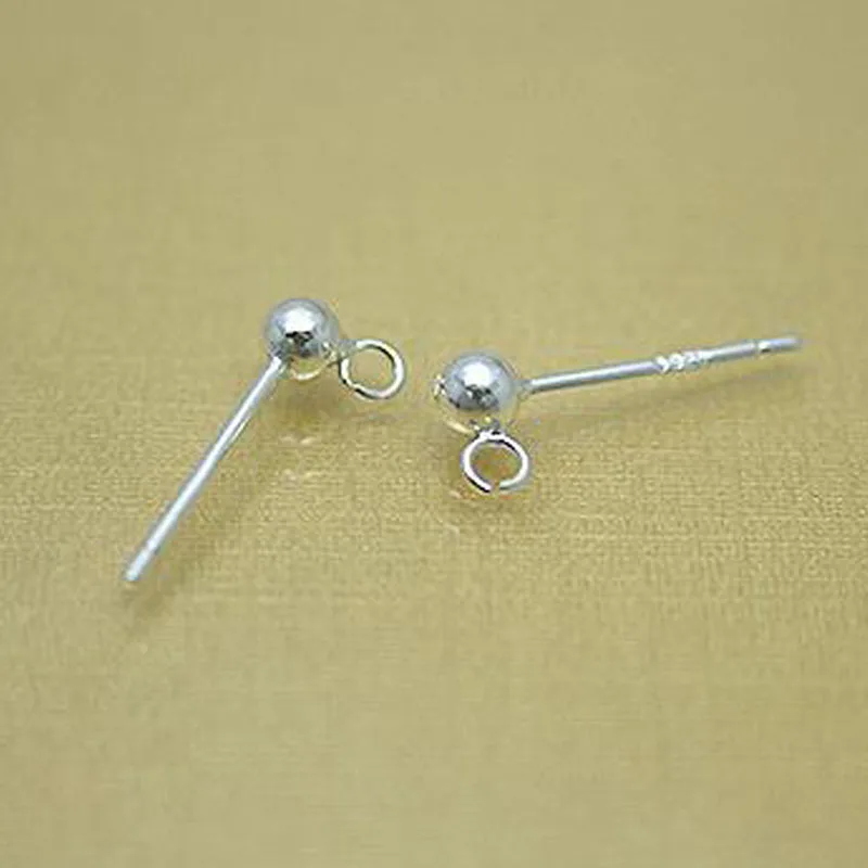 4개입 진짜 순은  귀걸이 핀 링 라운드 볼 귀걸이 니들 커넥터 DIY 주얼리 제작