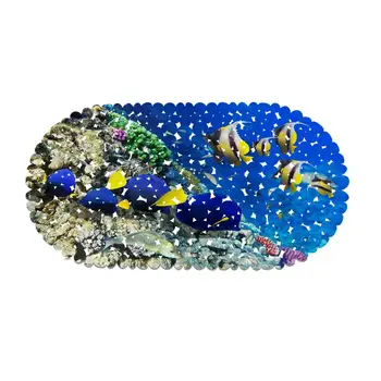 

Non-slip Bathroom Mat with Underwater World Pattern Waterproof Safety Shower Pad for Swimming Pool