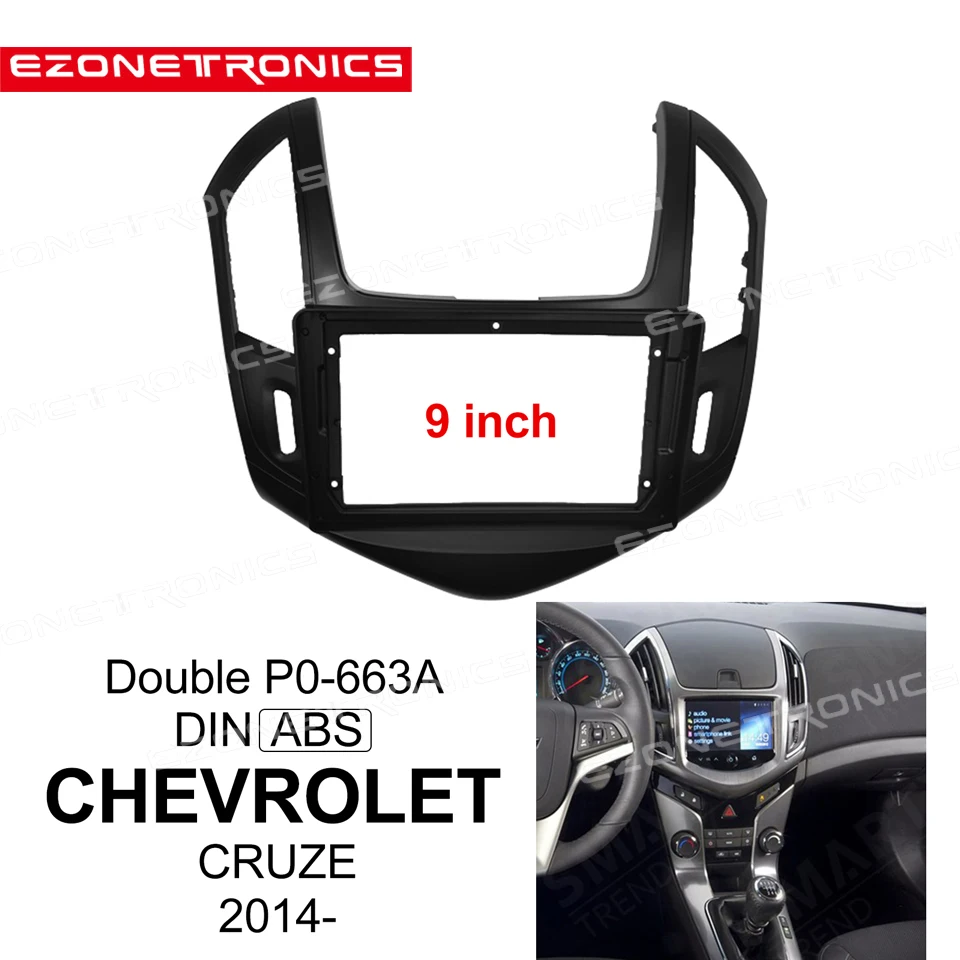 

2/1Din Car DVD Frame Audio Fitting Adaptor Dash Trim Kits Facia Panel 9" For Chevrolet CRUZE 2014 Double Din Radio Player