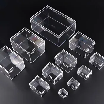 

2020 New Small Clear Plastic Storage Box 10sizes Flip Cover Storage Box For Jewelry Crafts Bead Accessories Collection box PC