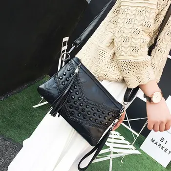 

Fashion Tassel Women's Bags Luxury Fringed Handbags Genuine PU Leather Women Messenger Bag For Girls Crossbody Bag Females Clutc