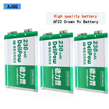 

NEW AJQQ Crown 6f22 9V NI-MH 230mAh lithium ion Rechargeable Battery Use for Microphone Toy Walkie Talkie