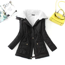 Medium-long Wadded Jacket Thick Cotton Padded Warm Cotton Parkas  Winter Cotton Coat Women Slim Snow