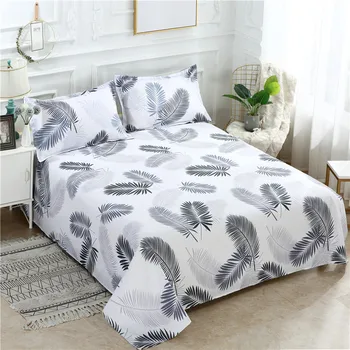 

Cartoon Print Bed Linens Flat Bed Sheet Plain Feather Printed For Single/ Double Bed Twin Queen King Size Bedsheets FS01 1 PC
