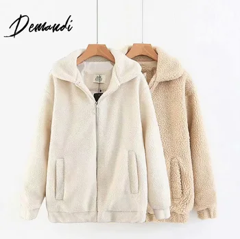 

Demandi outerwear women's autumn and winter new lambhair casual fashion commute atmosphere girl feeling furry warm coat