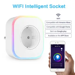 Wifi EU UK Smart Plug RGB wifi умная розетка Голосовое управление Дистанционное управление переключатель синхронизации работа для Amazon Alexa Google Home IFTTT