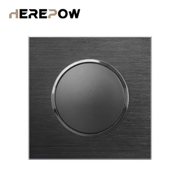

Herepow Luxurious 1 Gang 1 Way Random Click On / Off Wall Light Switch With LED Indicator Black Aluminum Metal Panel