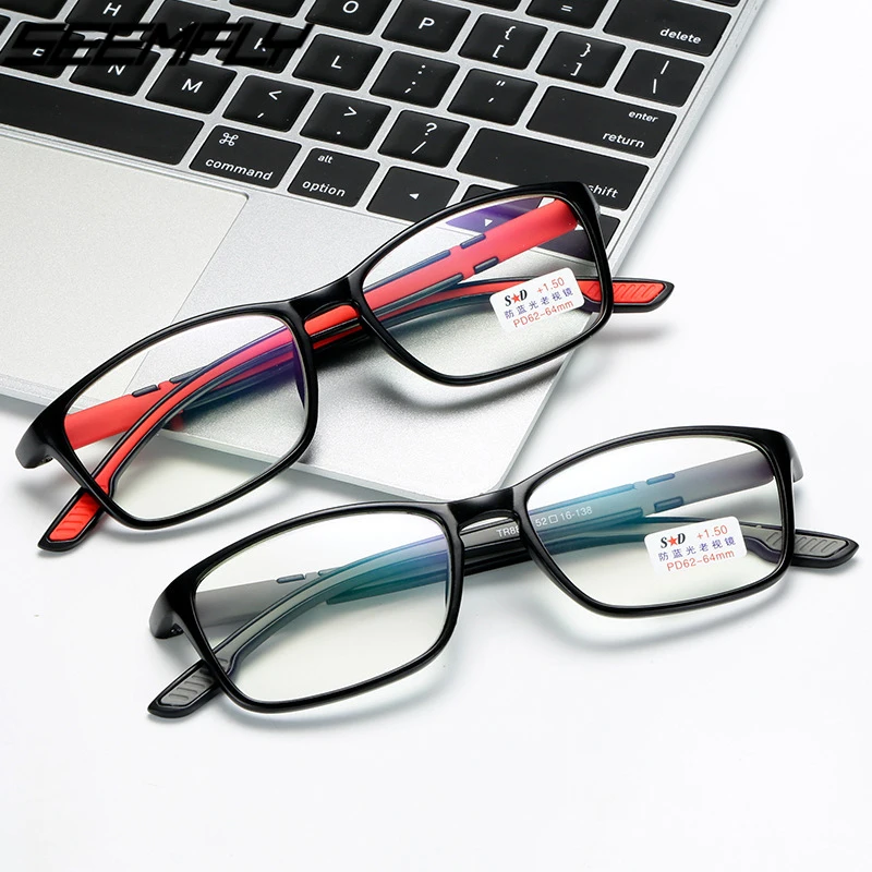 

Seemfly New Anti-blue Light Reading Glasses Men Women Ultralight TR90 Business Computer Goggle Hyperopia Prescription Eyeglasses