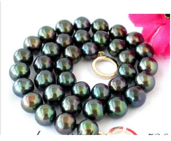 

FREE SHIPPING 00102 Tahitian black fw pearl necklace 14KGP