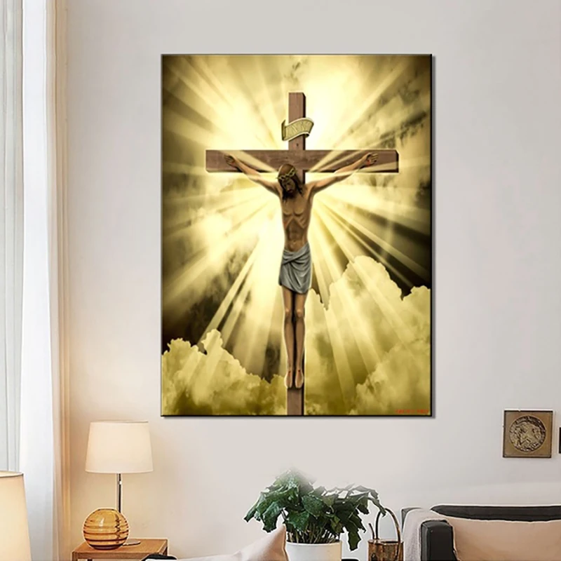modern jesus painting God on the cross poster wall art HD spray prints giclee canvas painting for livingroom gift no frame