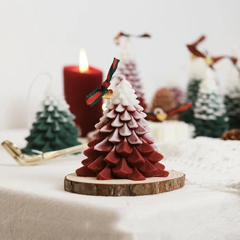 

Big Size Xmas Tree Candle Mold DIY Plaster Silicone Molds For Party Decor Christmas Tree Candle Resin Mould