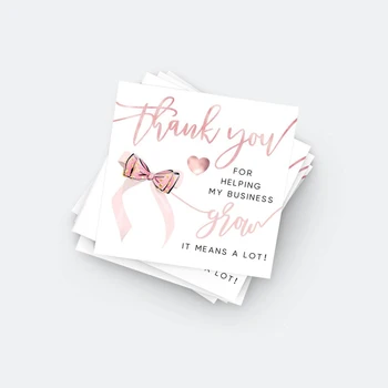 

Personalised BOW Thank You For Helping Business Grow Insert Card Template - ADD Your LOGO -Rose Gold Packaging Insert Card