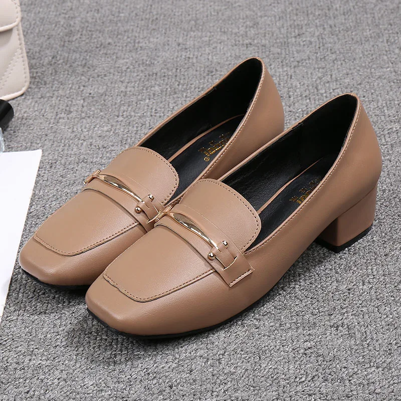 

Summer New Style WOMEN'S Shoes 2019 Square Head Small Shoes 31 Chunky-Heel Work Shoes Business Small Leather Shoes Shoes Women's