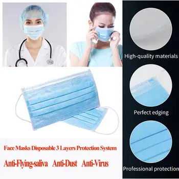 

50pcs pack Non Woven Disposable Face Respirator Mask 3 Layer Earloop Activated Carbon Anti-Dust proof Mouth Mask