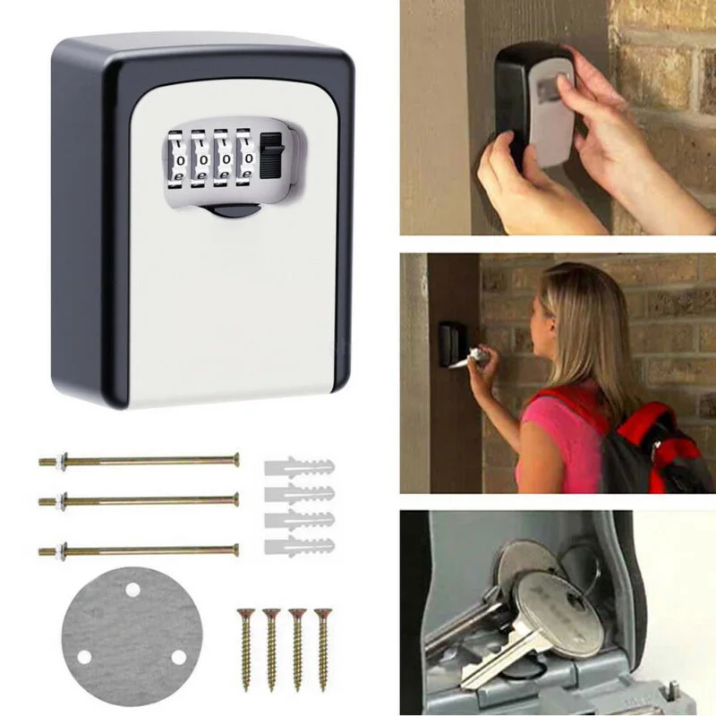 

Storage Outdoor lock box Safe Key Organizer Accessories 1pc 4 digit Code