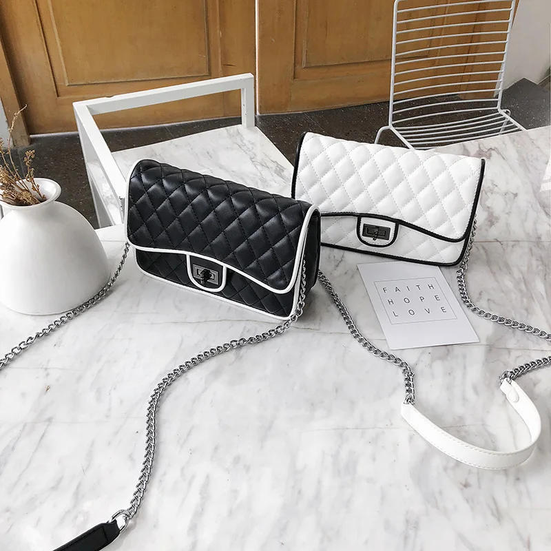 

2019 New Style Rhombus Retro Chain Bag Simple Square Sling Bag Crossbody Bag Versatile Small Bag