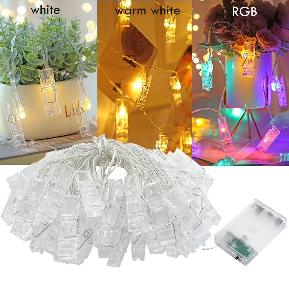 

LAOPAO 1.5M/2M/3M/6M Photo Clip Holder LED String light USB/Battery Garland Decors for New Year Christmas Wedding Birthday Party