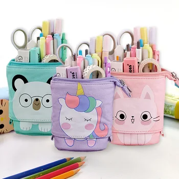 

Kawaii Cat Canvas Pencilcase Cute Unicorn Pencil Case Adjustable Animal Pencil Pouch For Kids Gift School Stationery Pencilbag